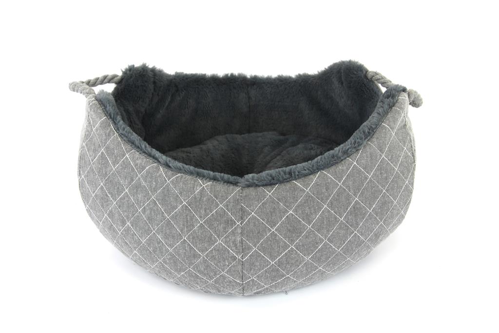 Quilted Grey Pet Bed Round